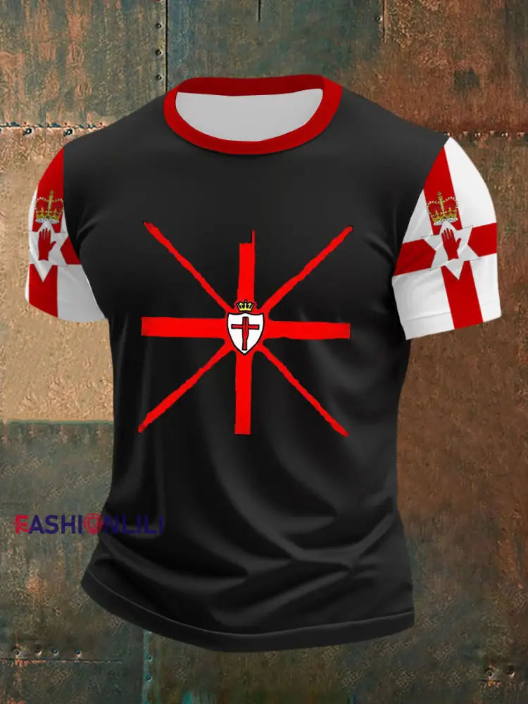 Men’s Northern Ireland Flag Casual T-Shirt Black / S