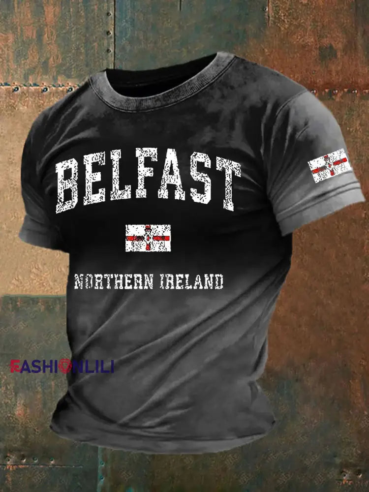 Men’s Northern Ireland Flag Casual T-Shirt Black / S