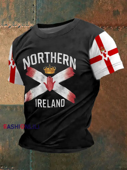 Men’s Northern Ireland Flag Casual T-Shirt Black / S