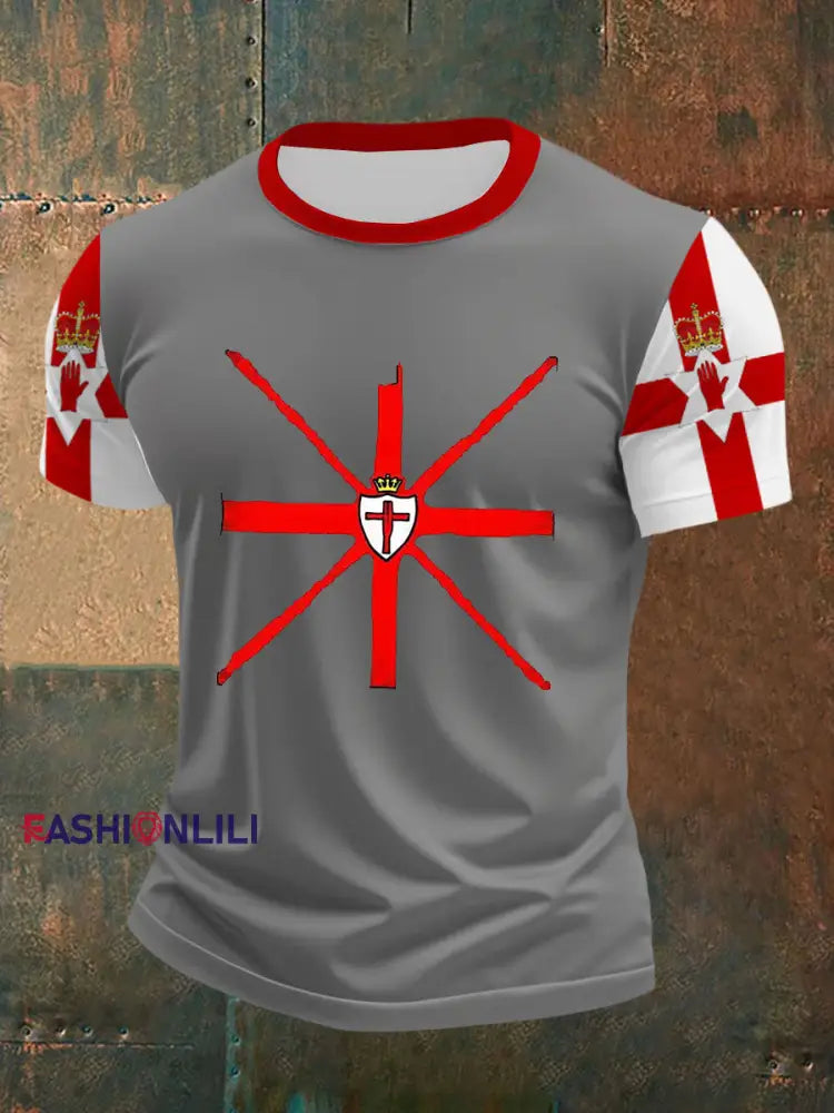 Men’s Northern Ireland Flag Casual T-Shirt Gray / S