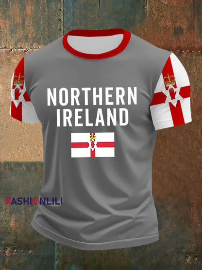 Men’s Northern Ireland Flag Casual T-Shirt Gray / S