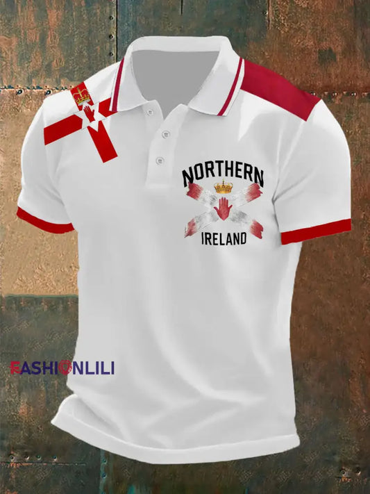 Men’s Northern Ireland Print Button-Down Shirt White / S