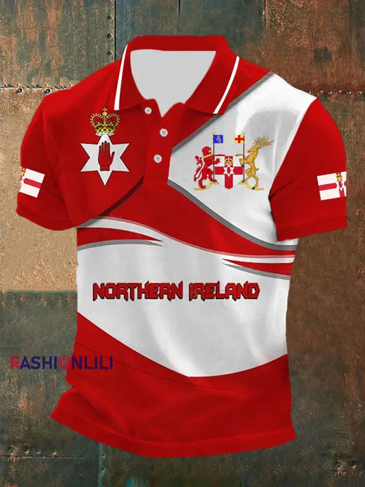 Men’s Northern Ireland Print Button T-Shirt Red / S