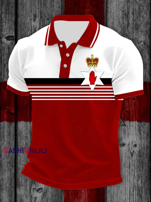 Men’s Northern Ireland Printed Casual Button T-Shirt Red / S