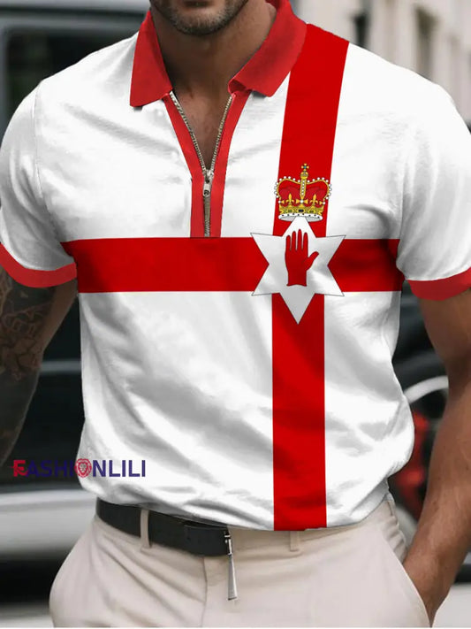 Men’s Northern Ireland Printed Casual Short Sleeve Top As picture / S