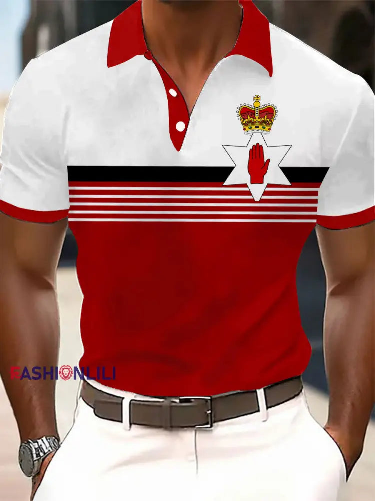 Men’s Northern Ireland Printed Casual Short Sleeve Top Red / S