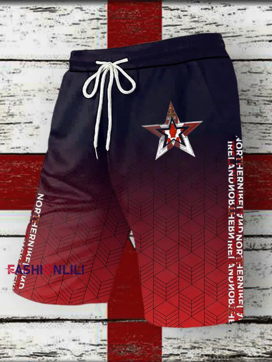 Men’s Northern Ireland Printed Drawstring Shorts Black-Red / S