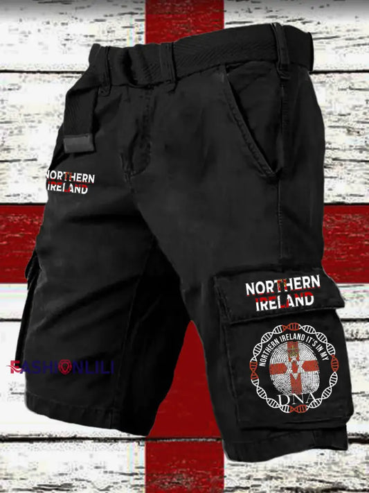 Men’s Northern Ireland printed pocket Belt Shorts Black / S