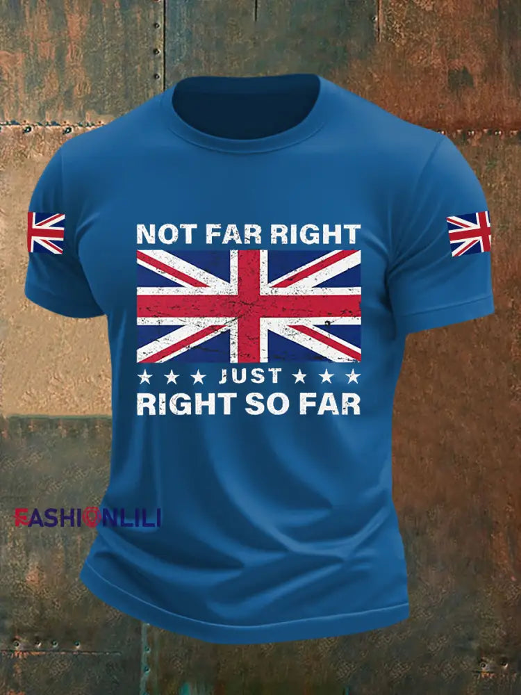 Men’s Not Far Right Just Right So Far Short-sleeved T-shirt Blue / S