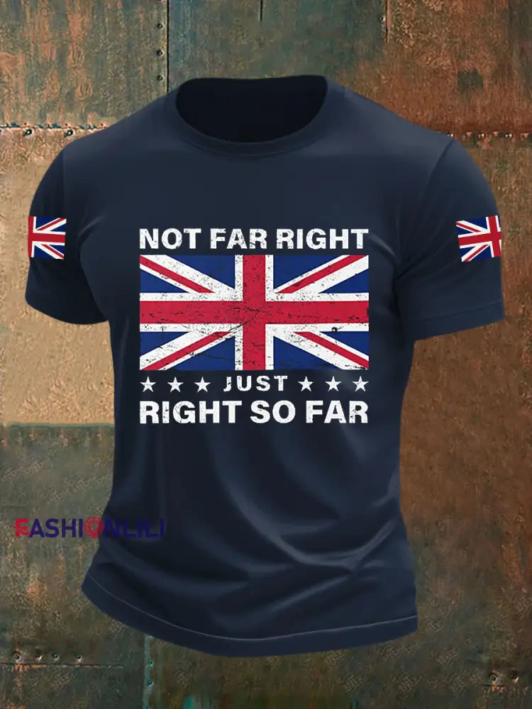 Men’s Not Far Right Just Right So Far Short-sleeved T-shirt Navy Blue / S
