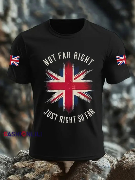 Men’s Not Far Right Just Right So Far Short Sleeves T-shirt Black / S