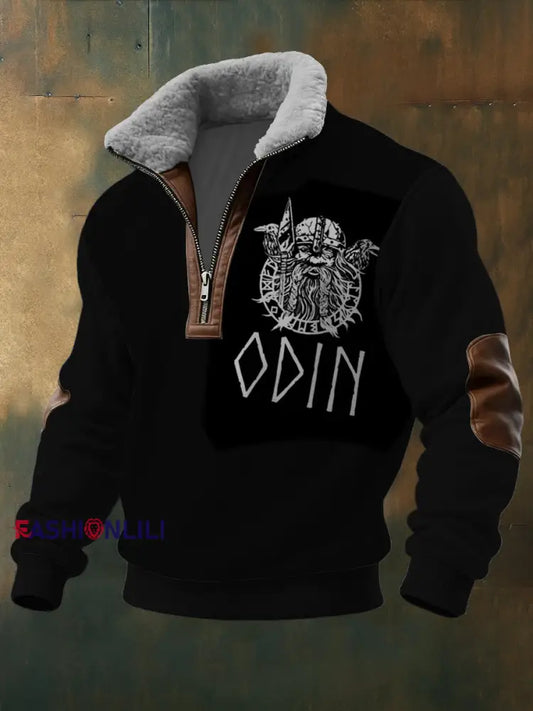 Men’s Odin & Raven Print Sherpa - Lined Zip Sweatshirt Multicolour / S