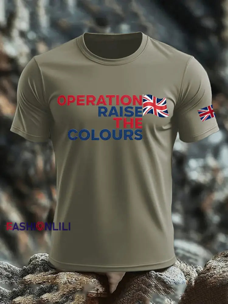 Men’s Operation Raise The Colours imitation cotton short-sleeved T-shirt Army Green / S
