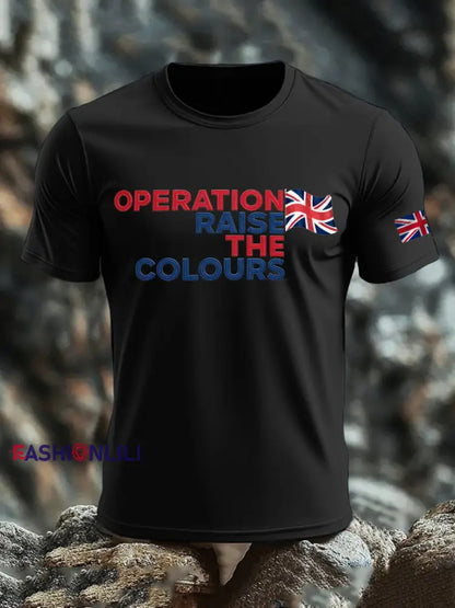 Men’s Operation Raise The Colours imitation cotton short-sleeved T-shirt Black / S