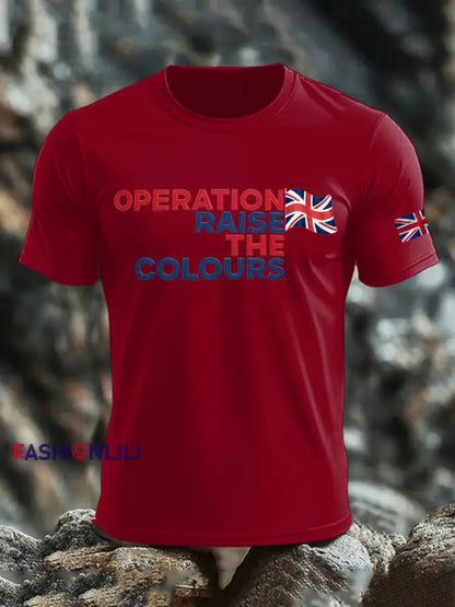 Men’s Operation Raise The Colours imitation cotton short-sleeved T-shirt Deep Red / S