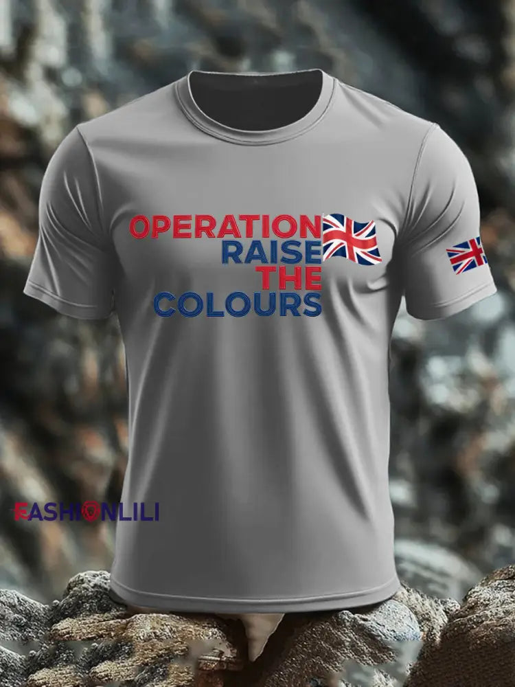Men’s Operation Raise The Colours imitation cotton short-sleeved T-shirt Light Gray / S