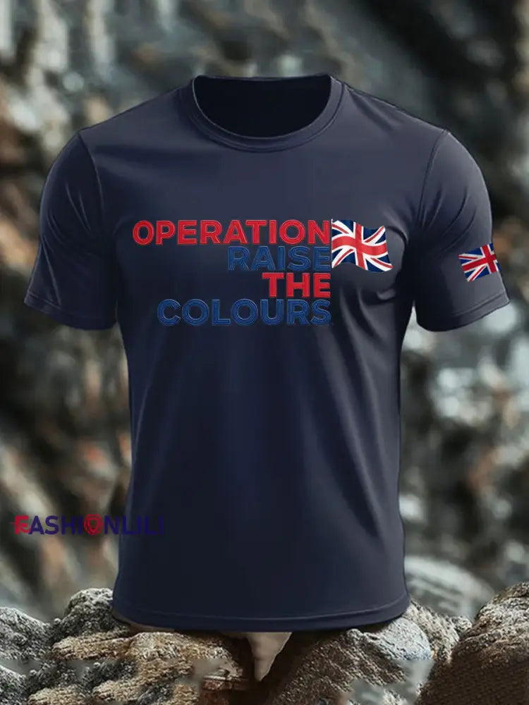 Men’s Operation Raise The Colours imitation cotton short-sleeved T-shirt Navy Blue / S