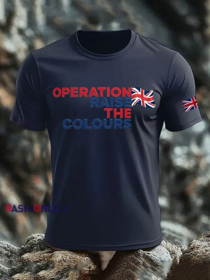 Men’s Operation Raise The Colours imitation cotton short-sleeved T-shirt Navy Blue / S