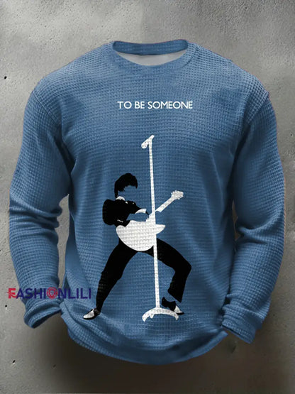 Men’s Paul Weller of The Jam minimalist pop art Waffle Long Sleeve T-Shirt Blue / S
