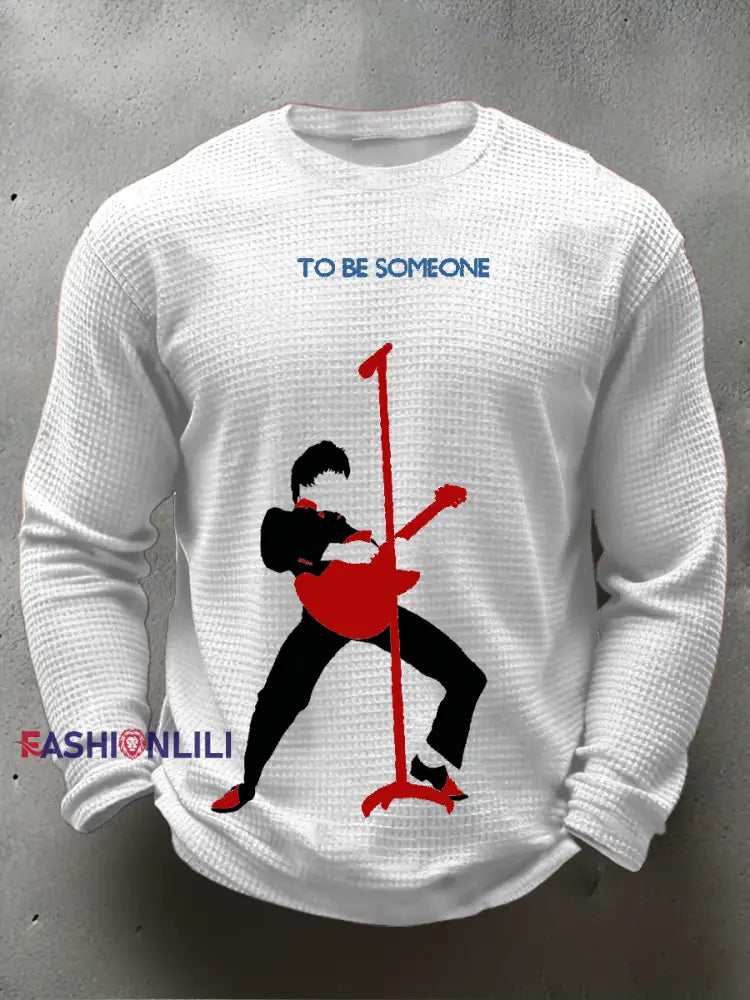 Men’s Paul Weller of The Jam minimalist pop art Waffle Long Sleeve T-Shirt White / S