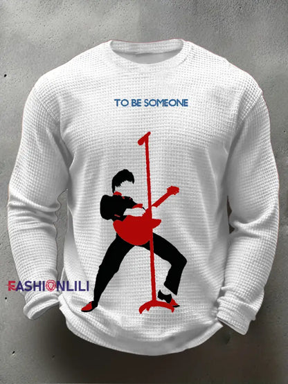 Men’s Paul Weller of The Jam minimalist pop art Waffle Long Sleeve T-Shirt White / S