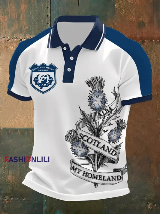 Men’s Polo Shirt With Scottish Rugby-Inspired Print A / S