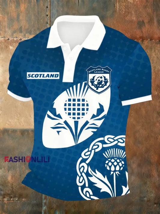 Men’s Polo Shirt With Scottish Rugby-Inspired Print A / S
