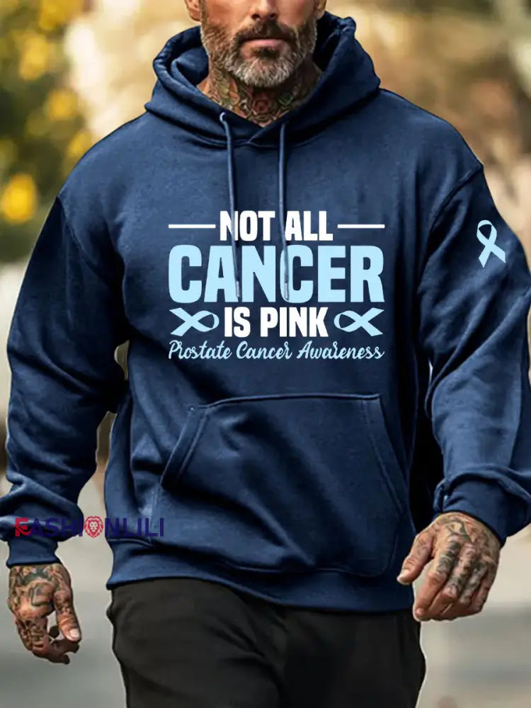 Men’s Prostate Cancer Awareness Print Casual Sweatshirt Navy Blue / S