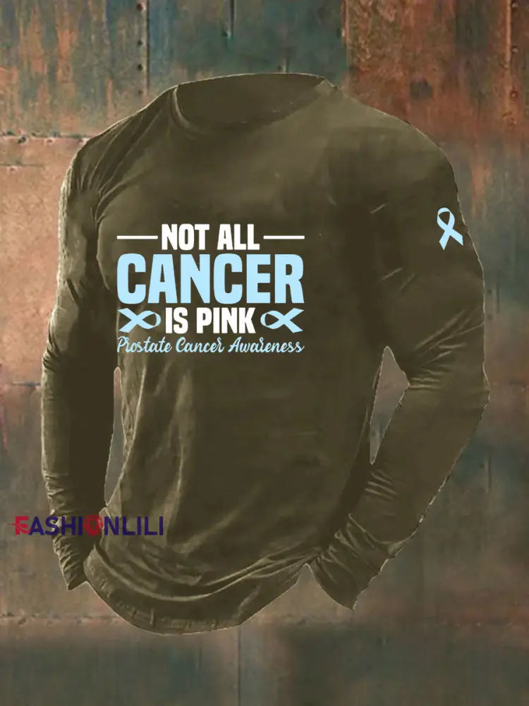 Men’s Prostate Cancer Awareness Print Casual T Shirt Army Green / S
