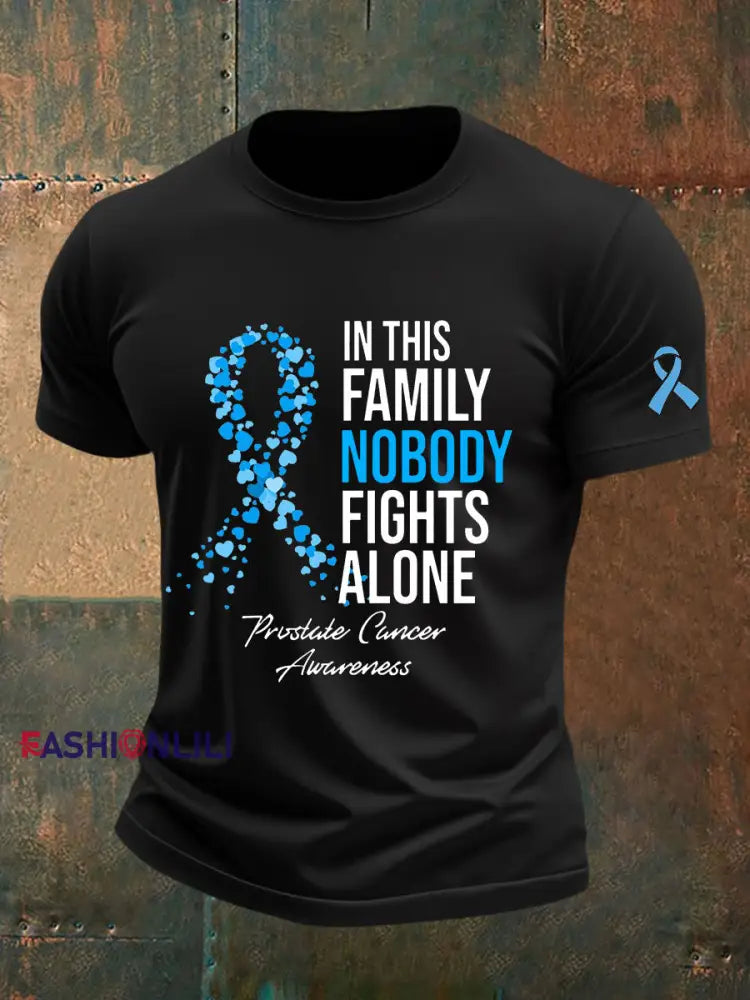 Men’s Prostate Cancer Awareness Print Casual T Shirt Black / S
