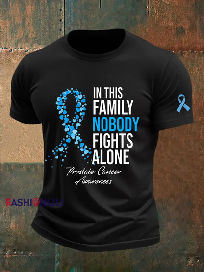 Men’s Prostate Cancer Awareness Print Casual T Shirt Black / S