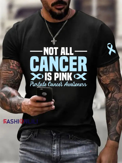 Men’s Prostate Cancer Awareness Print Casual T Shirt Black / S