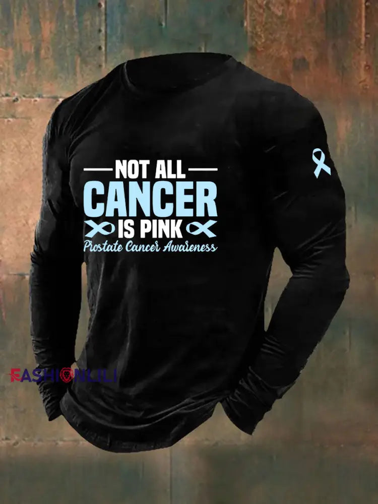 Men’s Prostate Cancer Awareness Print Casual T Shirt Black / S