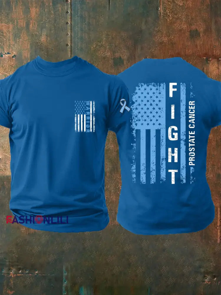 Men’s Prostate Cancer Awareness Print Casual T Shirt Blue / S