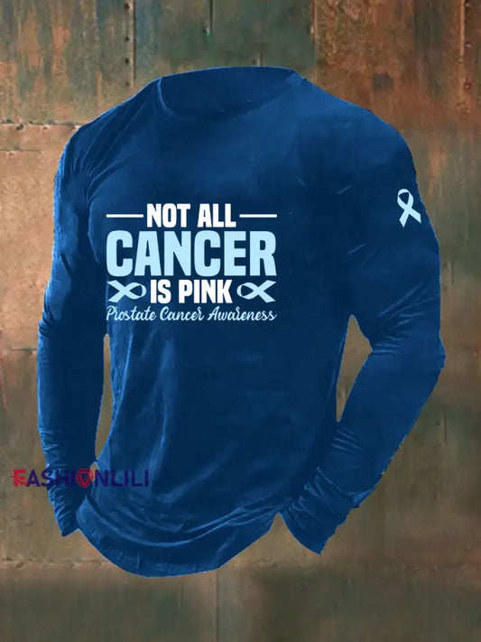 Men’s Prostate Cancer Awareness Print Casual T Shirt Blue / S