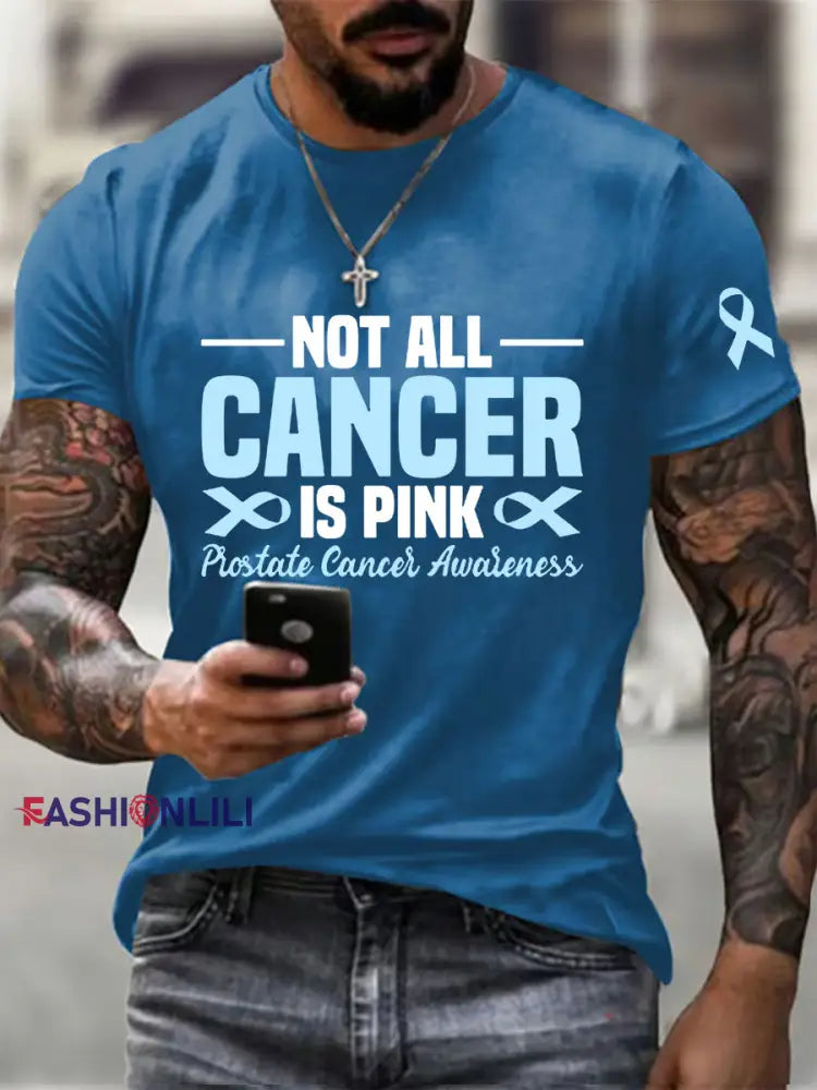 Men’s Prostate Cancer Awareness Print Casual T Shirt Blue / S