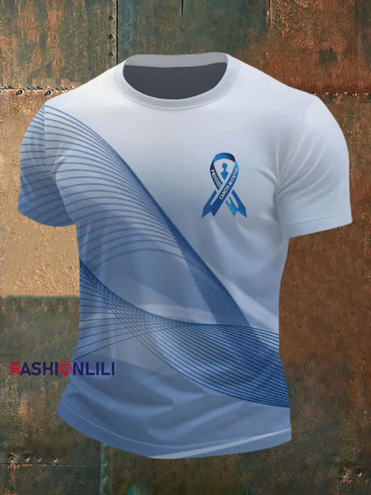 Men’s Prostate Cancer Awareness Print Casual T Shirt Blue / S