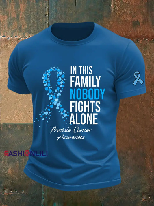 Men’s Prostate Cancer Awareness Print Casual T Shirt Blue / S