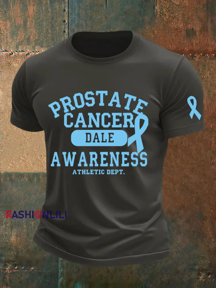Men’s Prostate Cancer Awareness Print Casual T Shirt Dark Gray / S