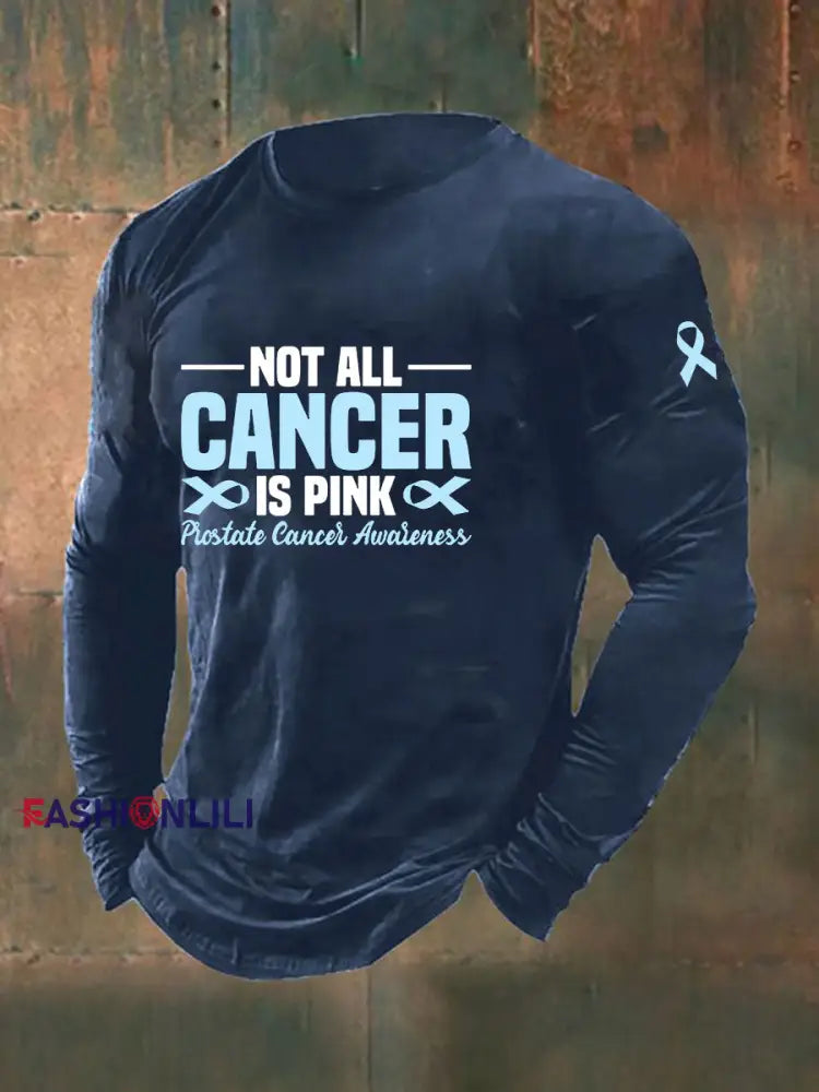 Men’s Prostate Cancer Awareness Print Casual T Shirt Navy Blue / S