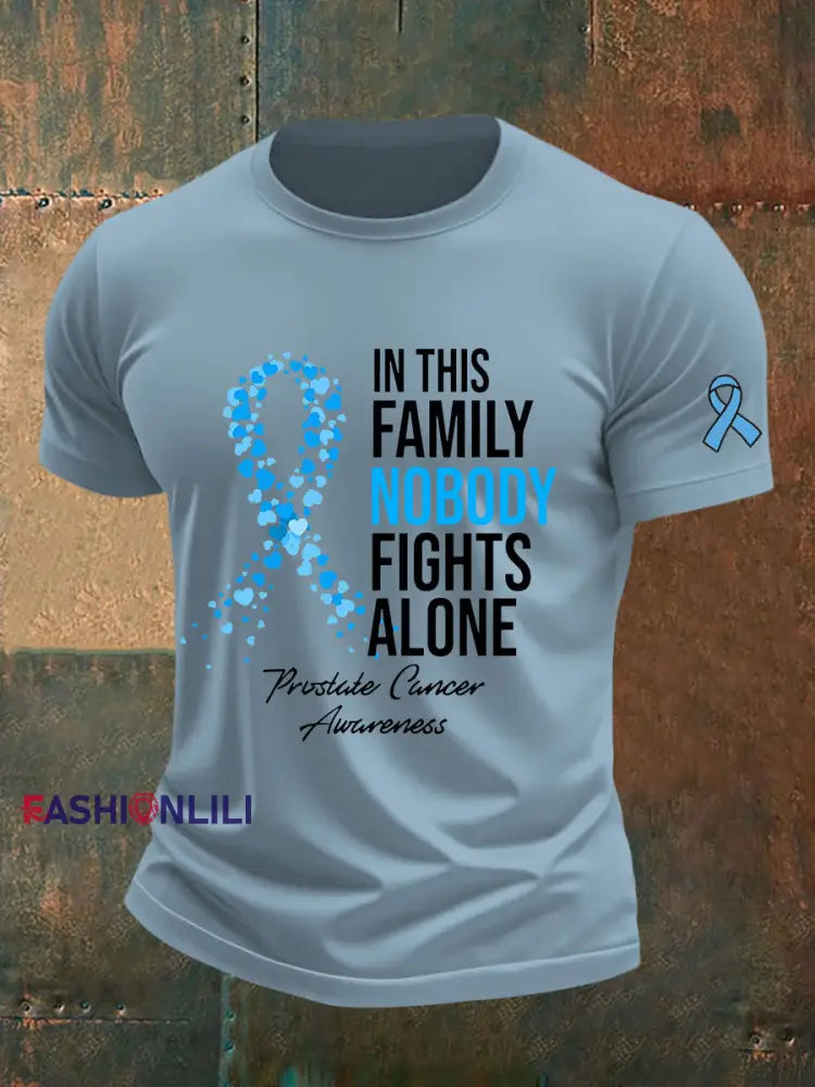 Men’s Prostate Cancer Awareness Print Casual T Shirt Sky Blue / S