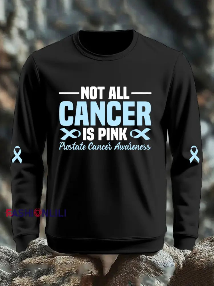 Men’s Prostate Cancer Awareness Print Casual Top Black / S