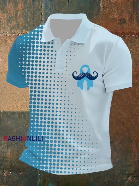 Men’s Prostate Cancer Awareness Print Casual Top Blue / S