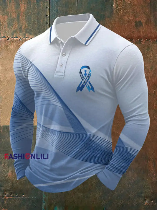Men’s Prostate Cancer Awareness Print Casual Top Blue / S