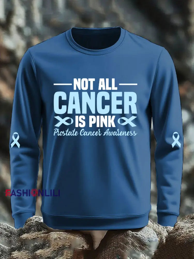 Men’s Prostate Cancer Awareness Print Casual Top Blue / S