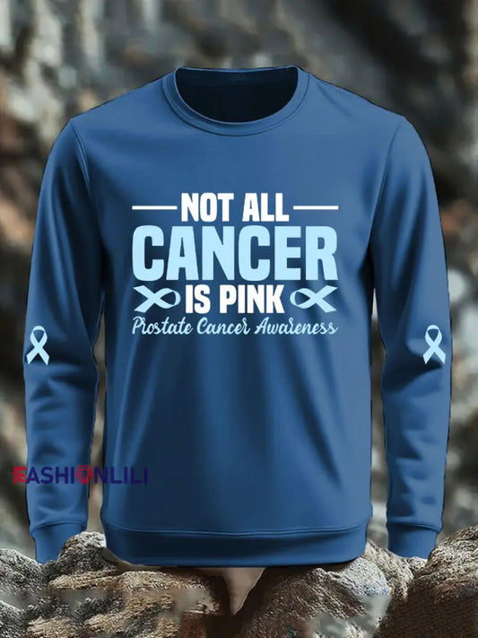 Men’s Prostate Cancer Awareness Print Casual Top Blue / S