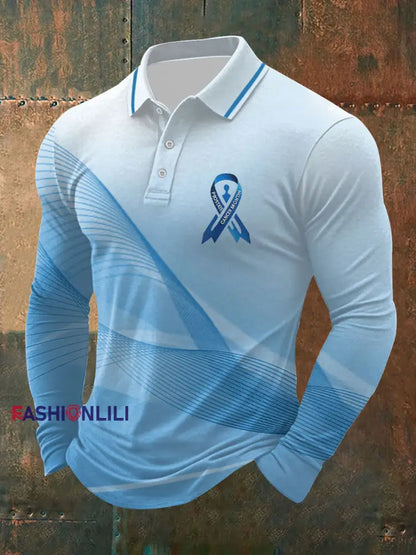 Men’s Prostate Cancer Awareness Print Casual Top Light Blue / S