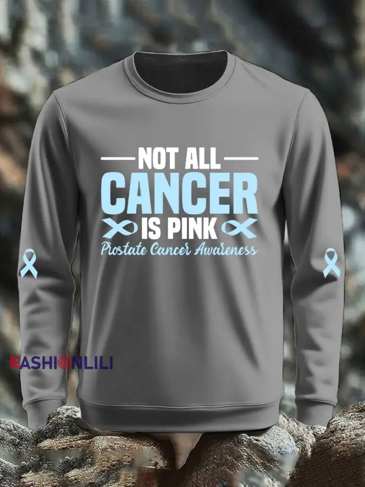 Men’s Prostate Cancer Awareness Print Casual Top Light Gray / S