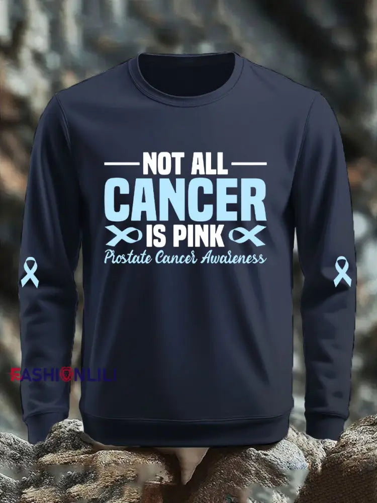 Men’s Prostate Cancer Awareness Print Casual Top Navy Blue / S