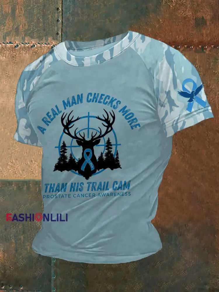 Men’s Prostate Cancer Awareness Print T Shirt Light Blue / S
